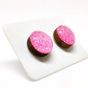 Light Pink Sparkle Stud Earrings by Candi Cove Designs