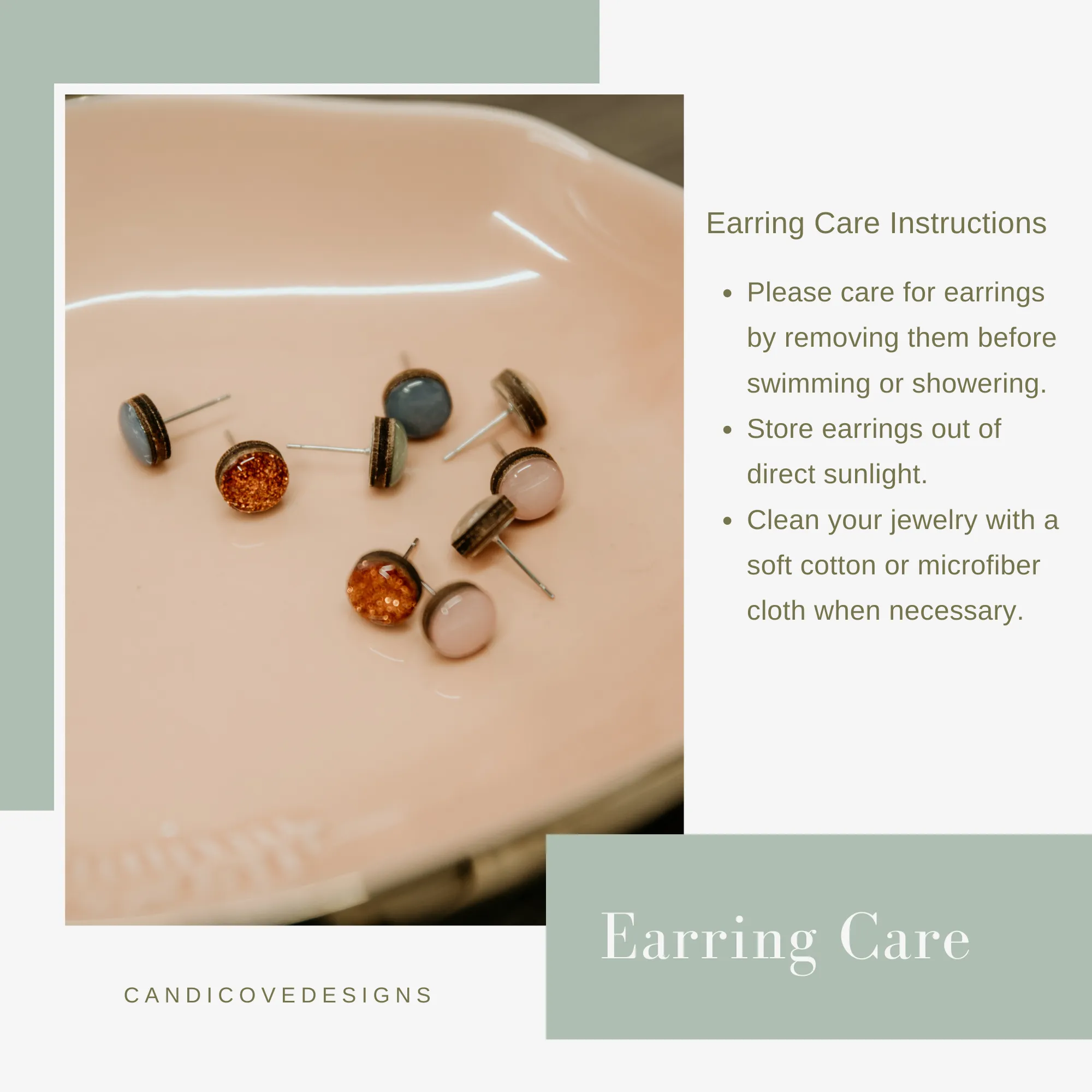 Light Pink Sparkle Stud Earrings by Candi Cove Designs