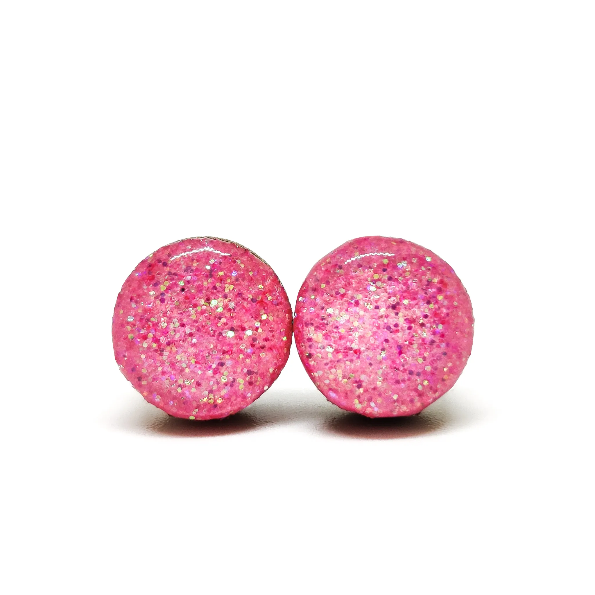Light Pink Sparkle Stud Earrings by Candi Cove Designs