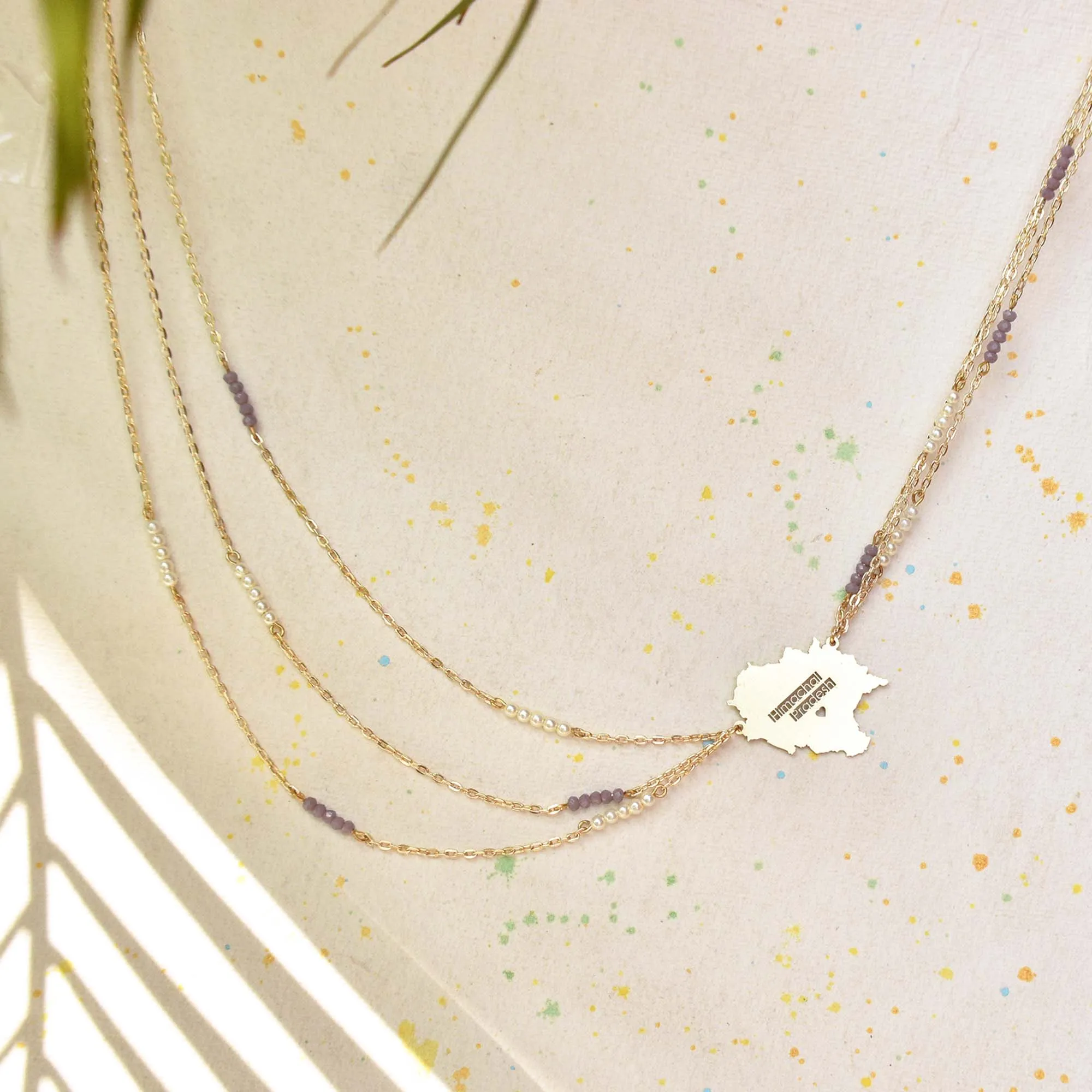 Lilac Asymmetric Layered State Necklace