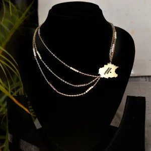 Lilac Asymmetric Layered State Necklace