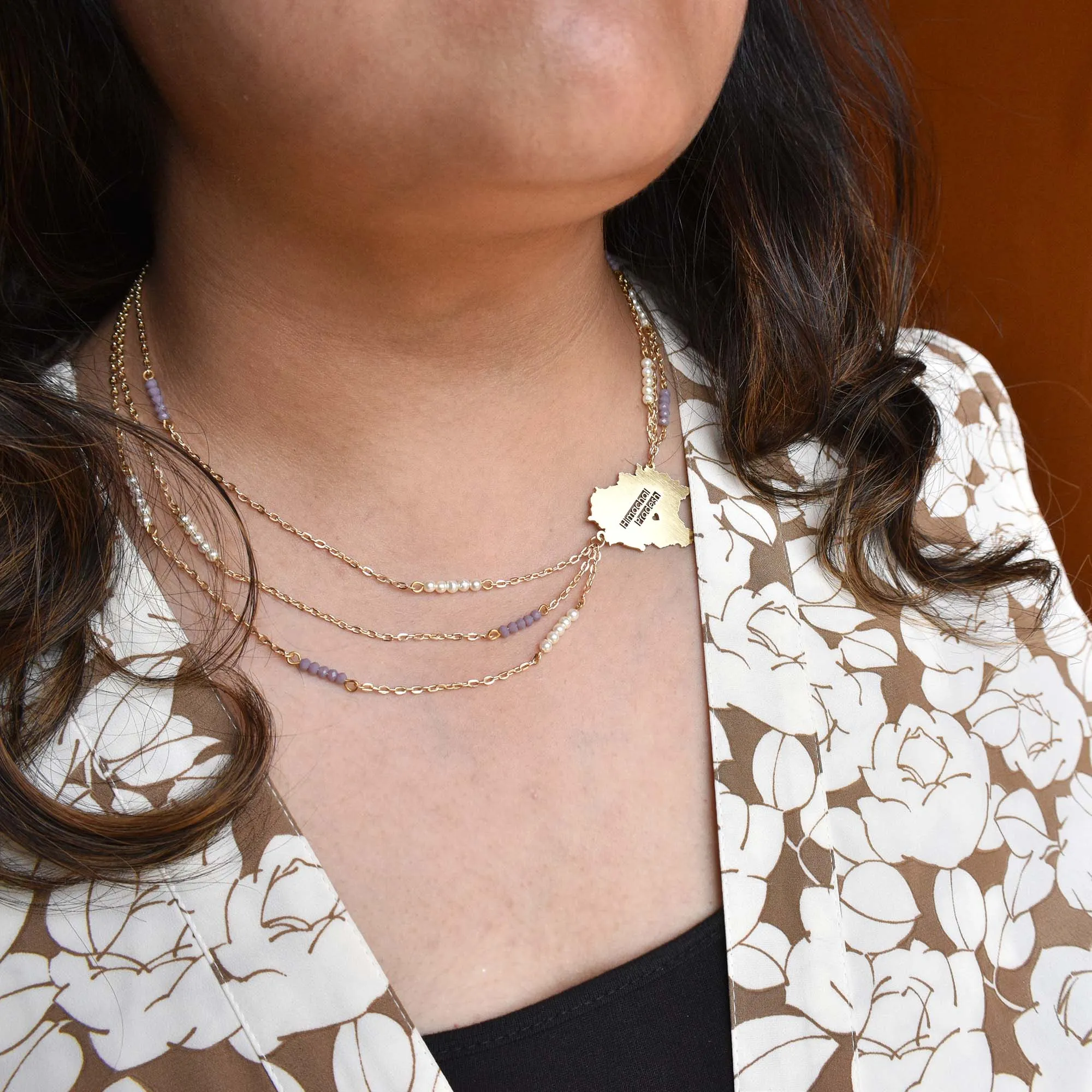 Lilac Asymmetric Layered State Necklace