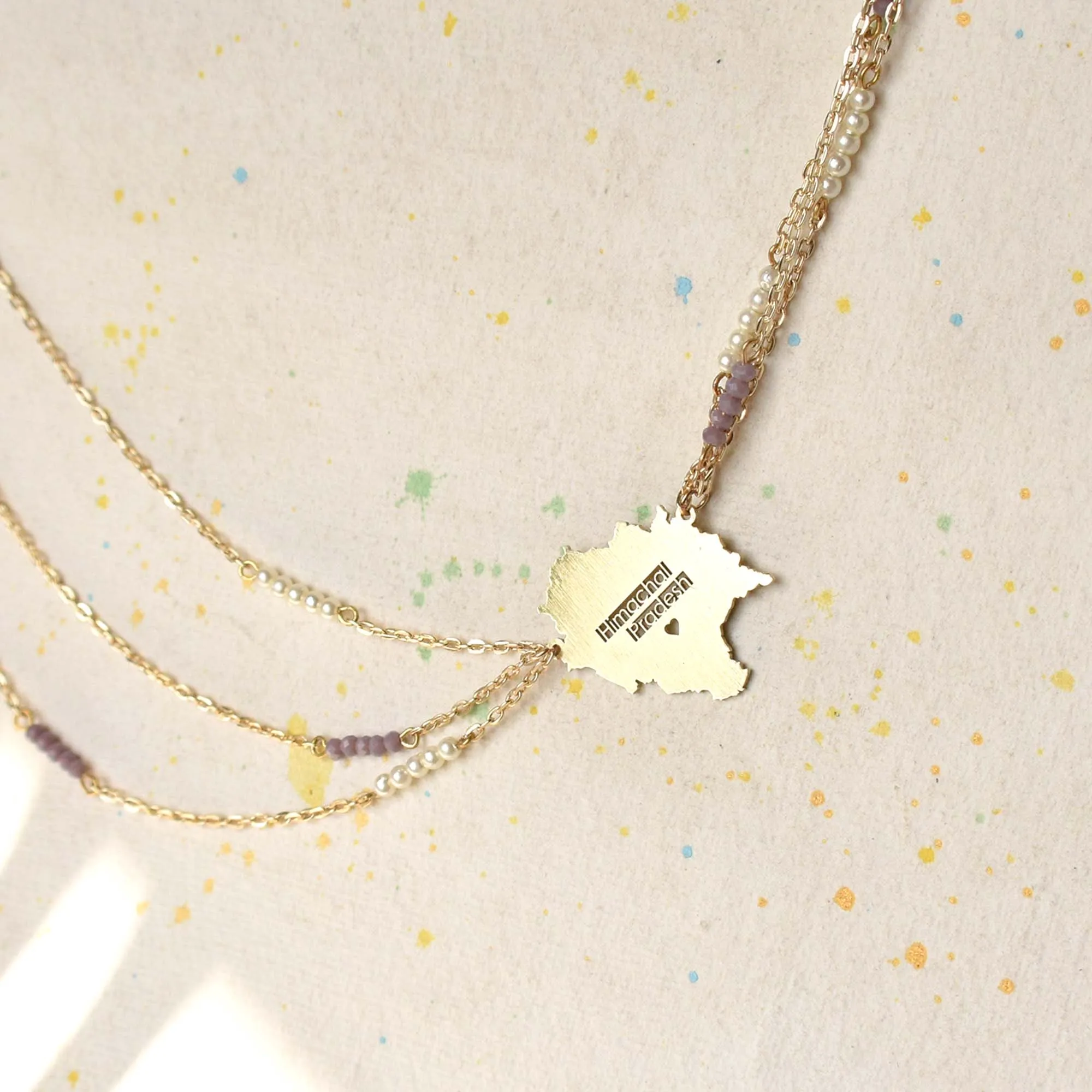 Lilac Asymmetric Layered State Necklace