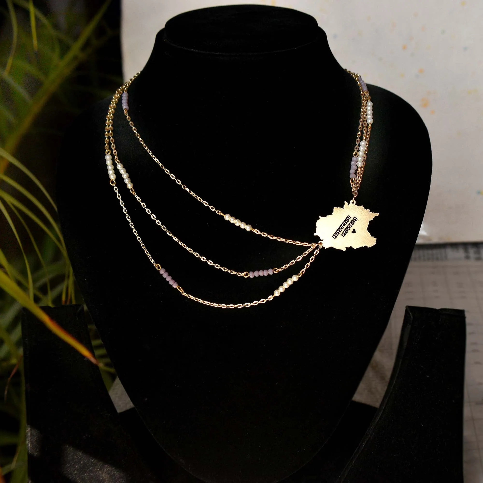 Lilac Asymmetric Layered State Necklace