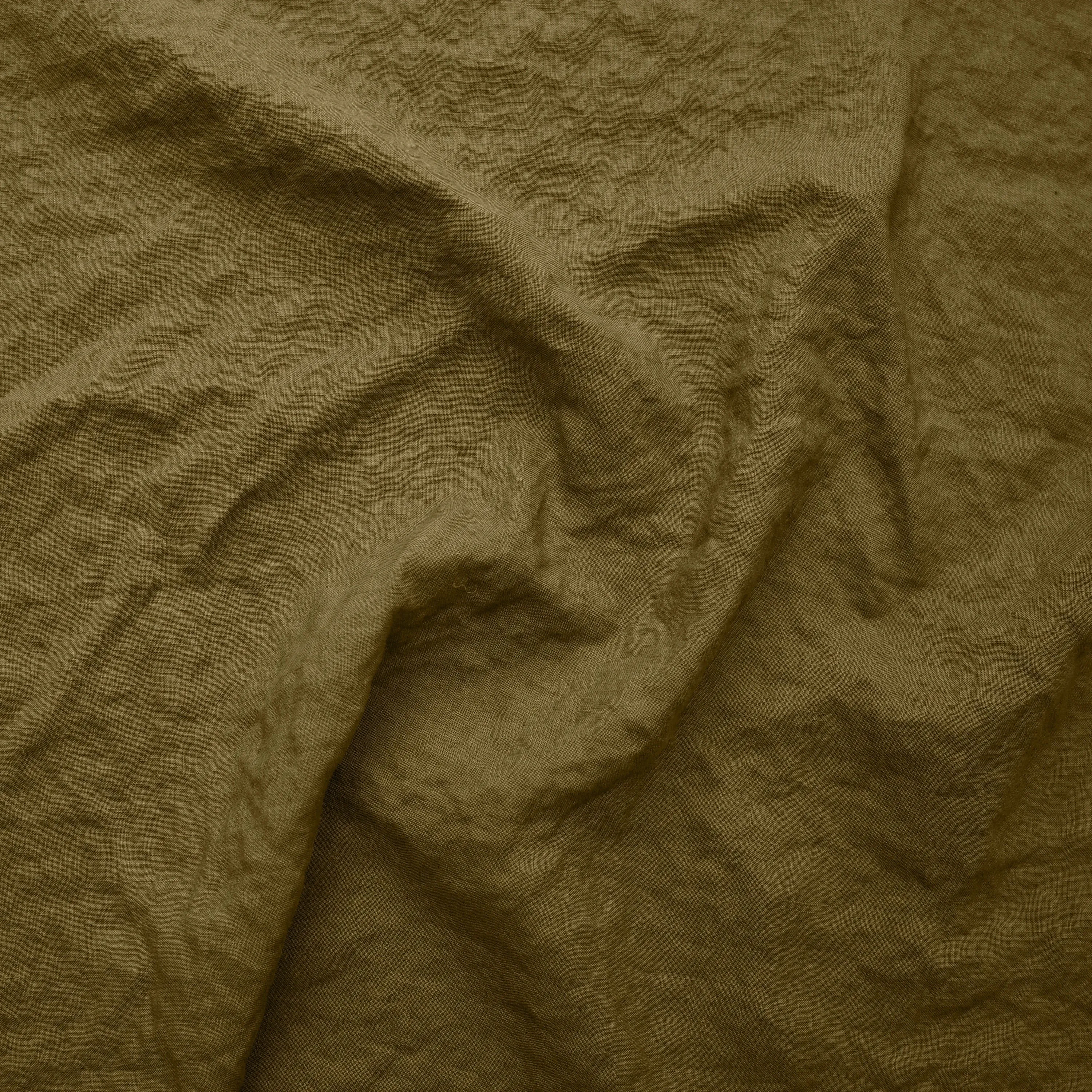 Linen Curtain panel with bourdon edge - Green Olive