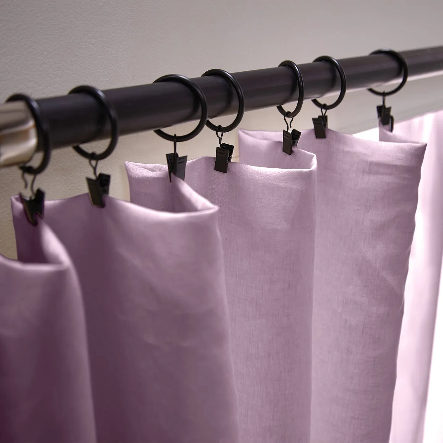 Linen Curtain panel with bourdon edge - Lilac