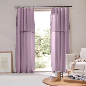 Linen Curtain panel with bourdon edge - Lilac