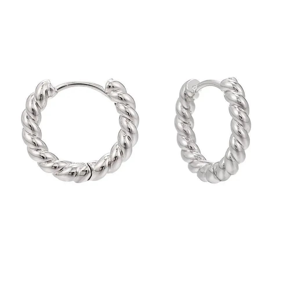 LOVCIA C-shaped Geometric Twist Gold Earrings for Fashionable Women