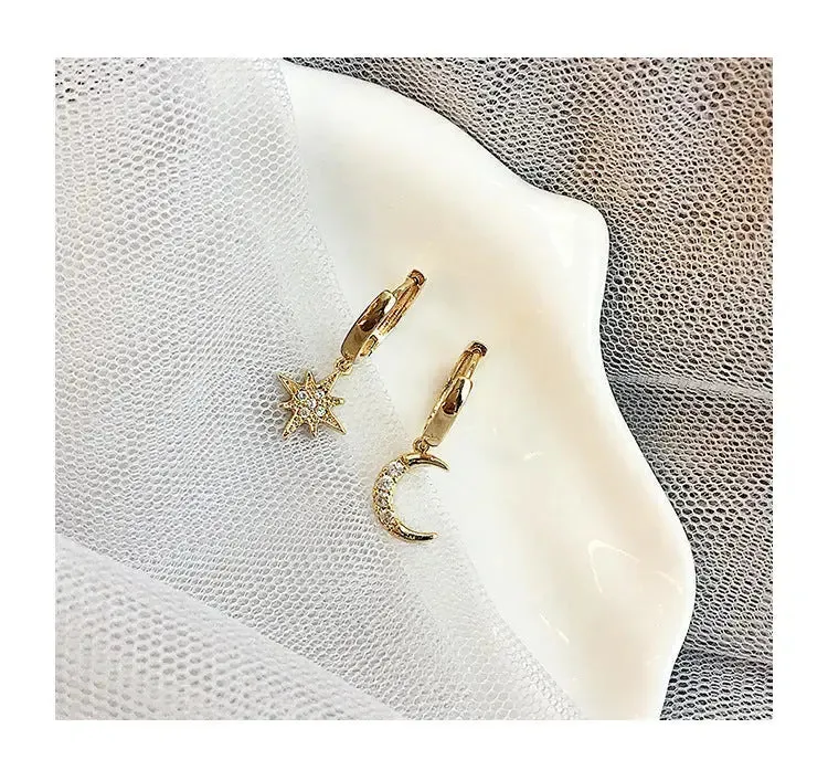 LOVCIA Celestial Charm Star Moon Earrings - Illuminate Your Style with Magic