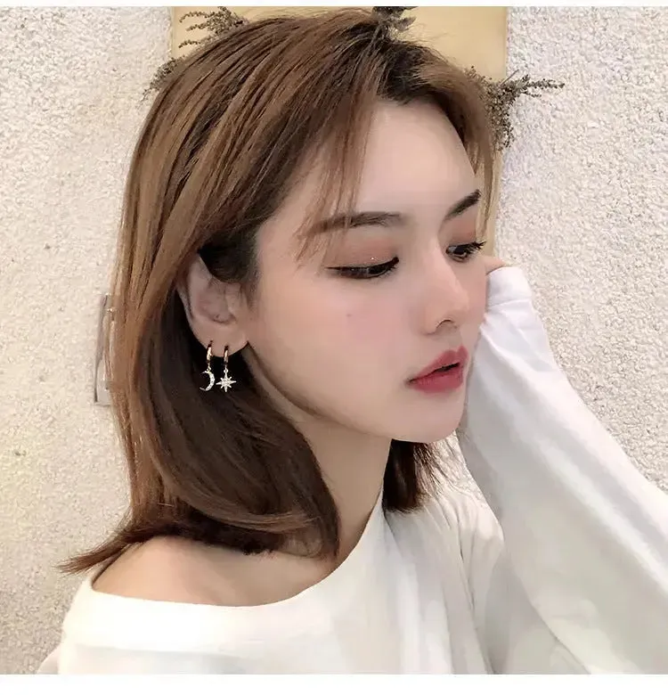 LOVCIA Celestial Charm Star Moon Earrings - Illuminate Your Style with Magic