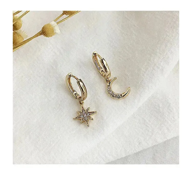 LOVCIA Celestial Charm Star Moon Earrings - Illuminate Your Style with Magic
