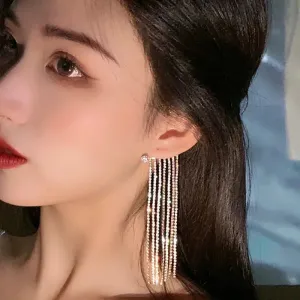LOVCIA Fashionable And Simple Long Tassel Earrings