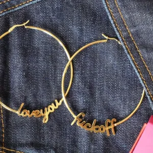 Love you / Fuck off - Large Hoops