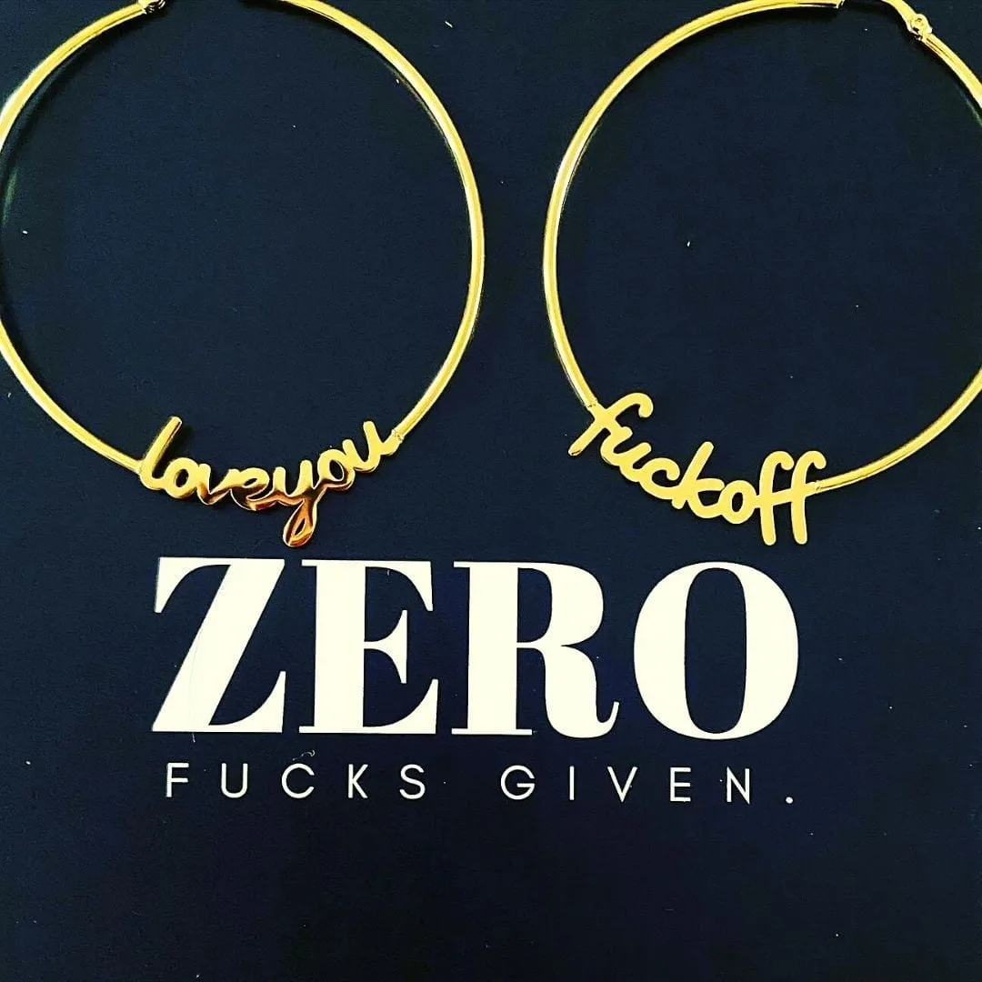Love you / Fuck off - Large Hoops