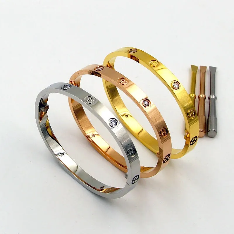 Lovers Classic Design Cross Bangles Bracelets With Screwdriver