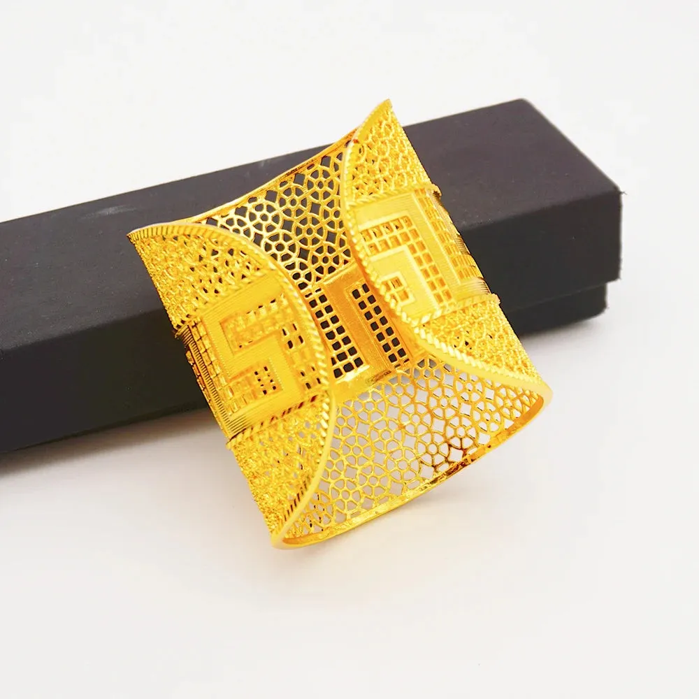 Luxury Ethiopian Dubai Big Gold Color Bangles For Women Bride Bracelet