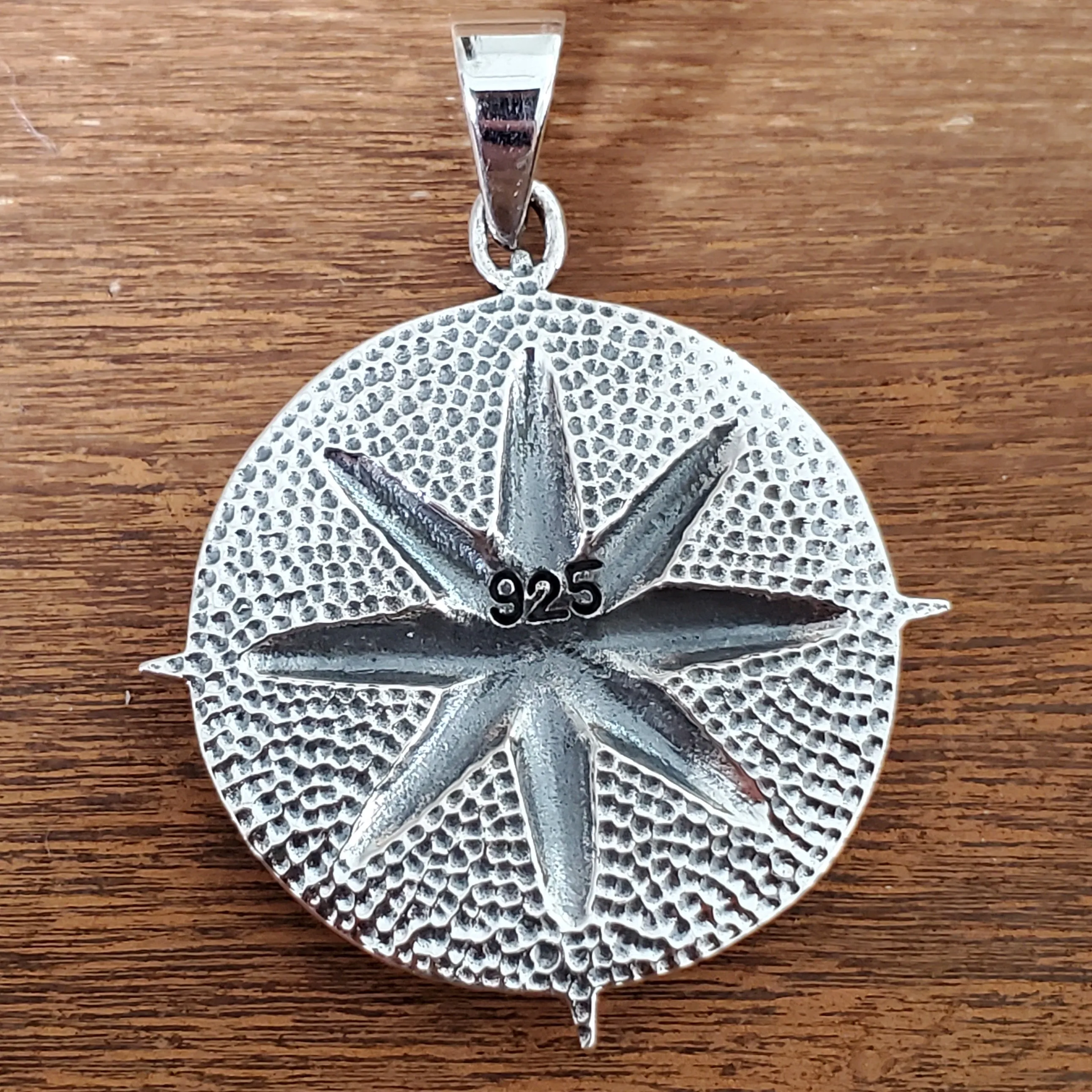 Masonic Eye Compass Rose Amulet .925 Sterling Silver Pendant