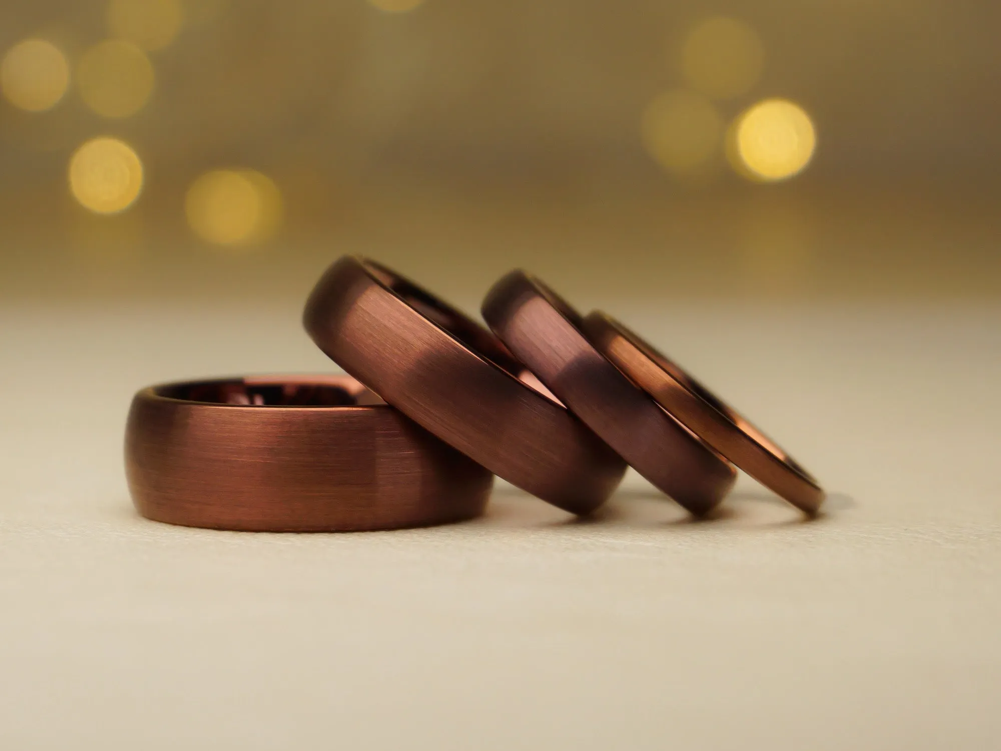 Matching Brown Tungsten Ring, Brushed Finish - 8MM, 6MM, 4MM, 2MM