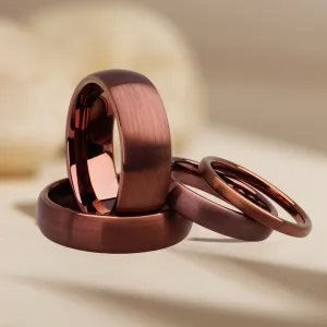 Matching Brown Tungsten Ring, Brushed Finish - 8MM, 6MM, 4MM, 2MM