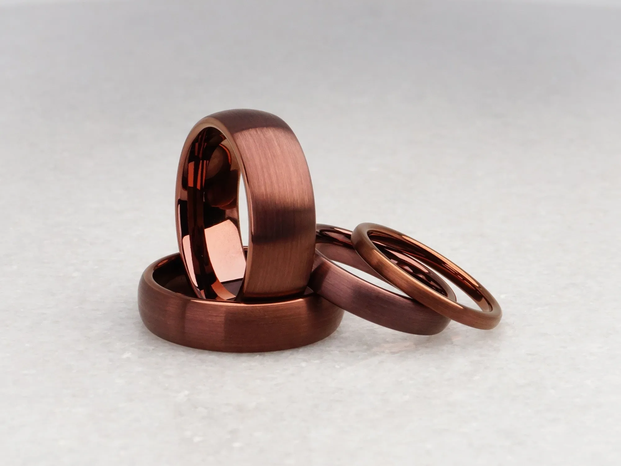 Matching Brown Tungsten Ring, Brushed Finish - 8MM, 6MM, 4MM, 2MM