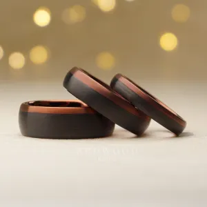 Matching Espresso Black/Brown Tungsten Rings - 4MM, 6MM, 8MM