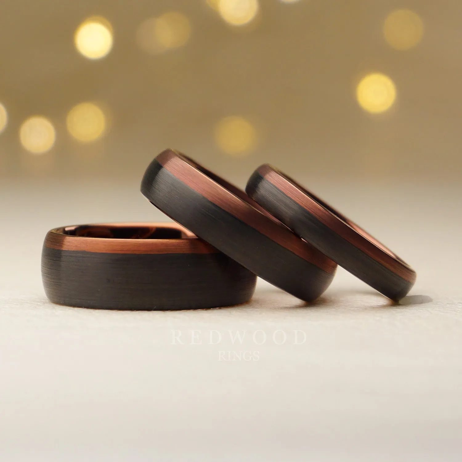 Matching Espresso Black/Brown Tungsten Rings - 4MM, 6MM, 8MM