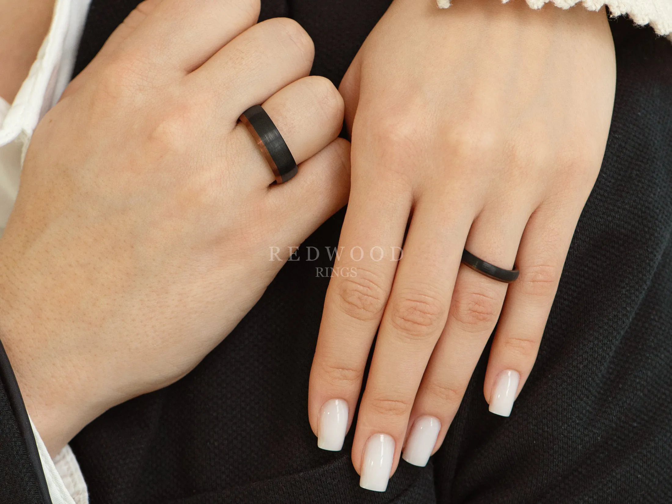 Matching Espresso Black/Brown Tungsten Rings - 4MM, 6MM, 8MM