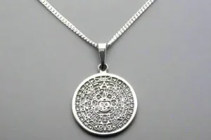 Mayan calendar pendant - medium on 55cm link chain