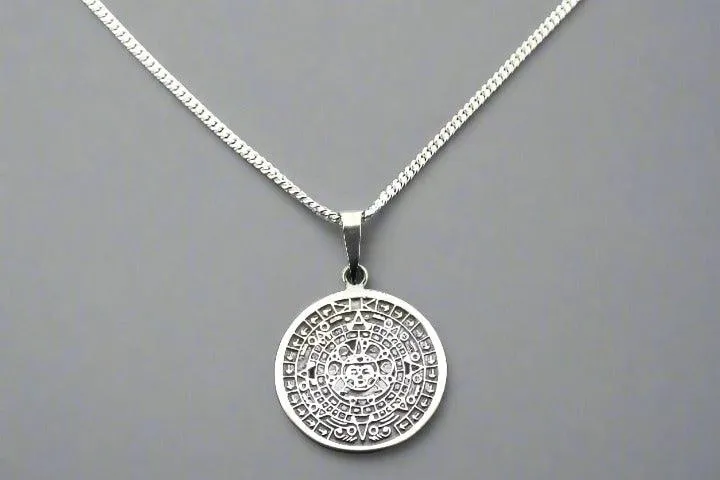 Mayan calendar pendant - medium on 55cm link chain