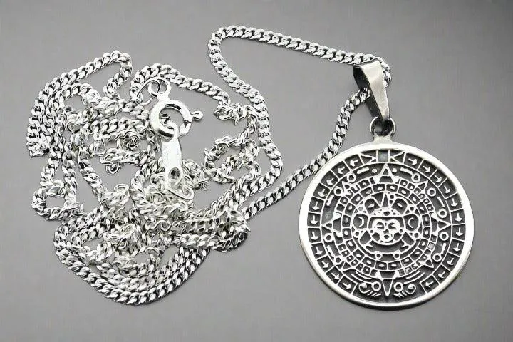 Mayan calendar pendant - medium on 55cm link chain