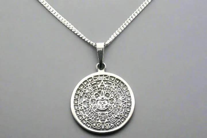 Mayan calendar pendant - medium on 55cm link chain
