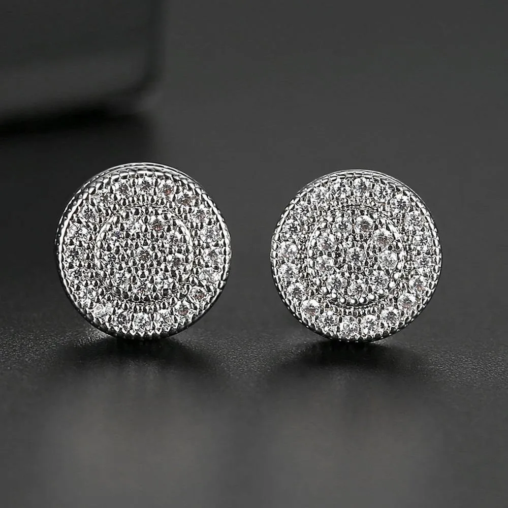 Men's Gold Color Round Stud Earrings