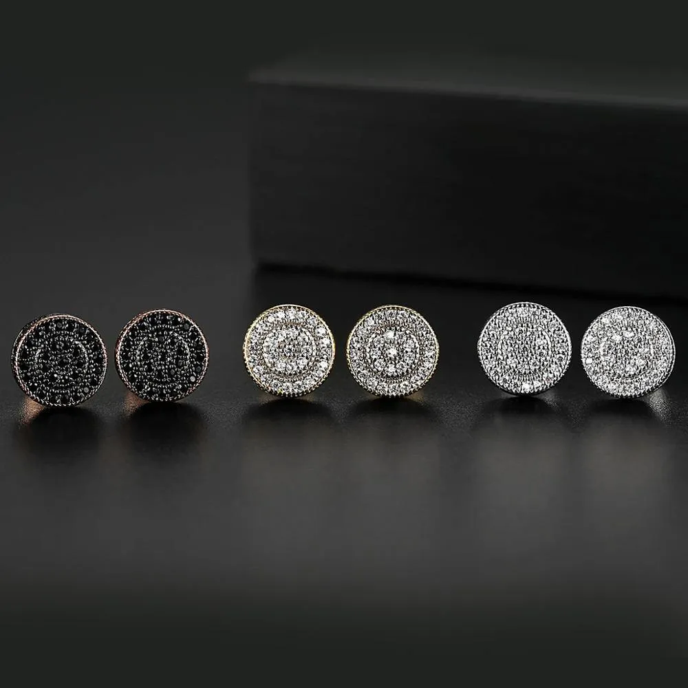 Men's Gold Color Round Stud Earrings