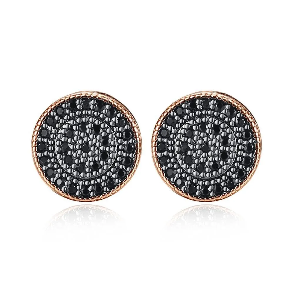 Men's Gold Color Round Stud Earrings
