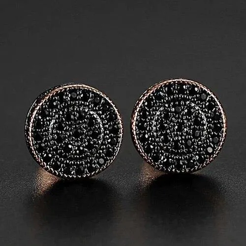 Men's Gold Color Round Stud Earrings