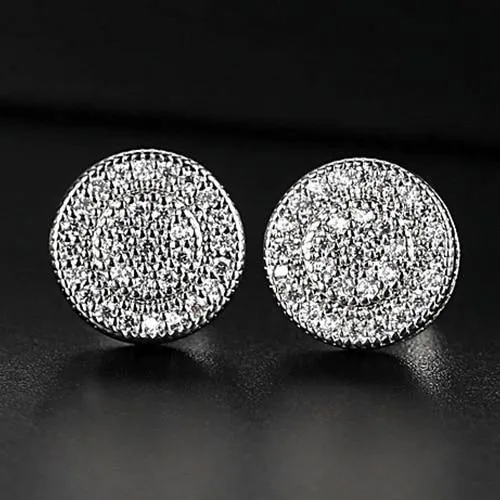Men's Gold Color Round Stud Earrings