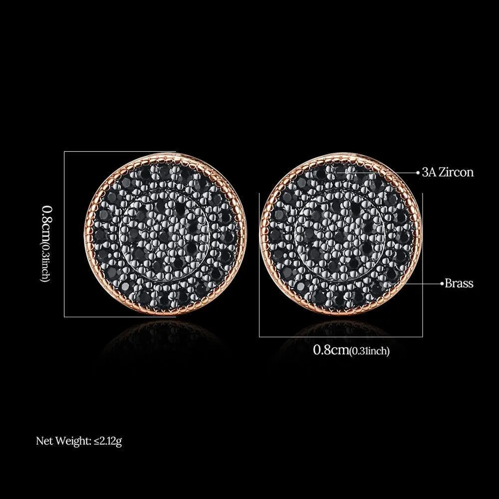 Men's Gold Color Round Stud Earrings