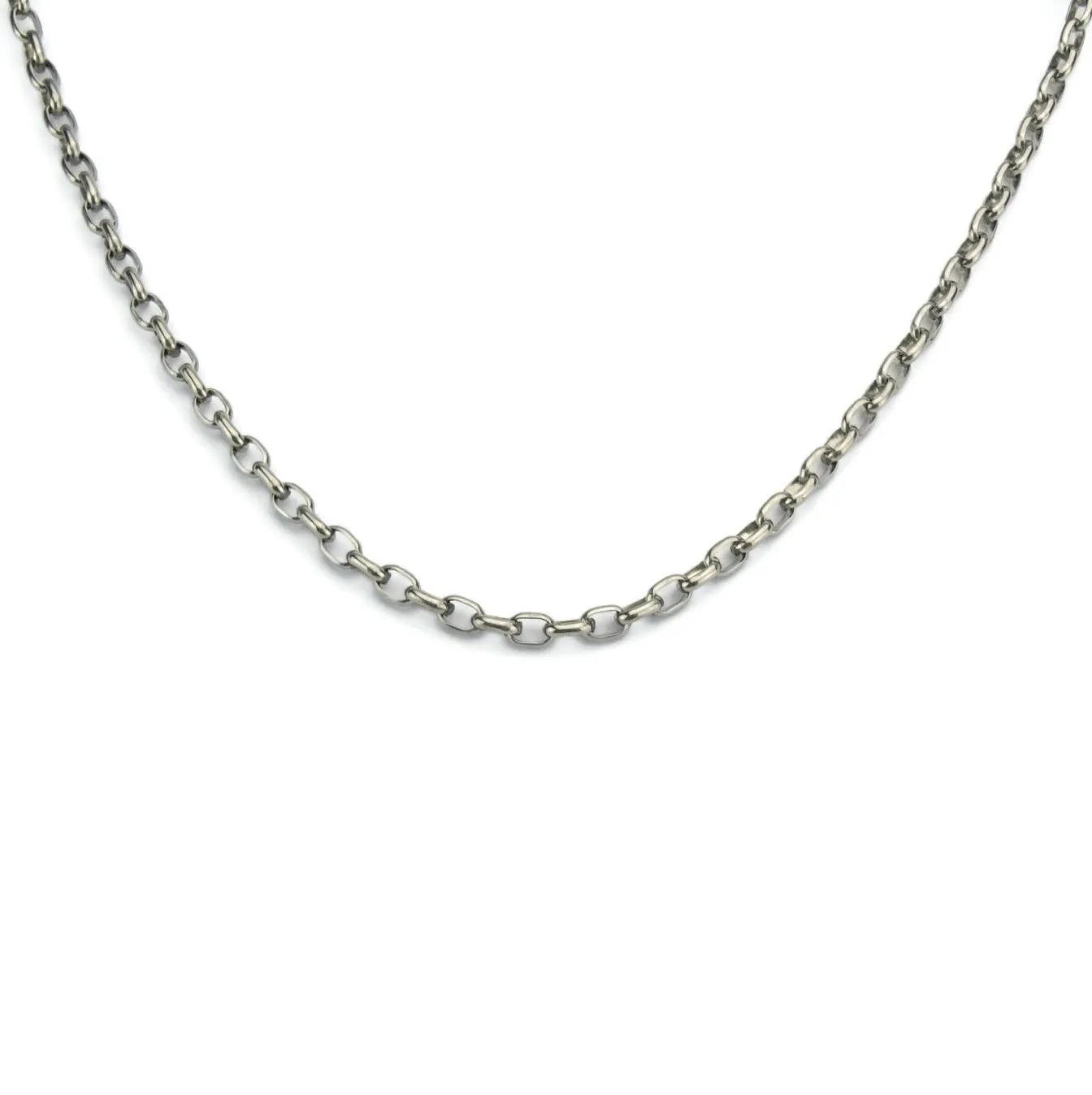 Mens Titanium Necklace Half Round Oval