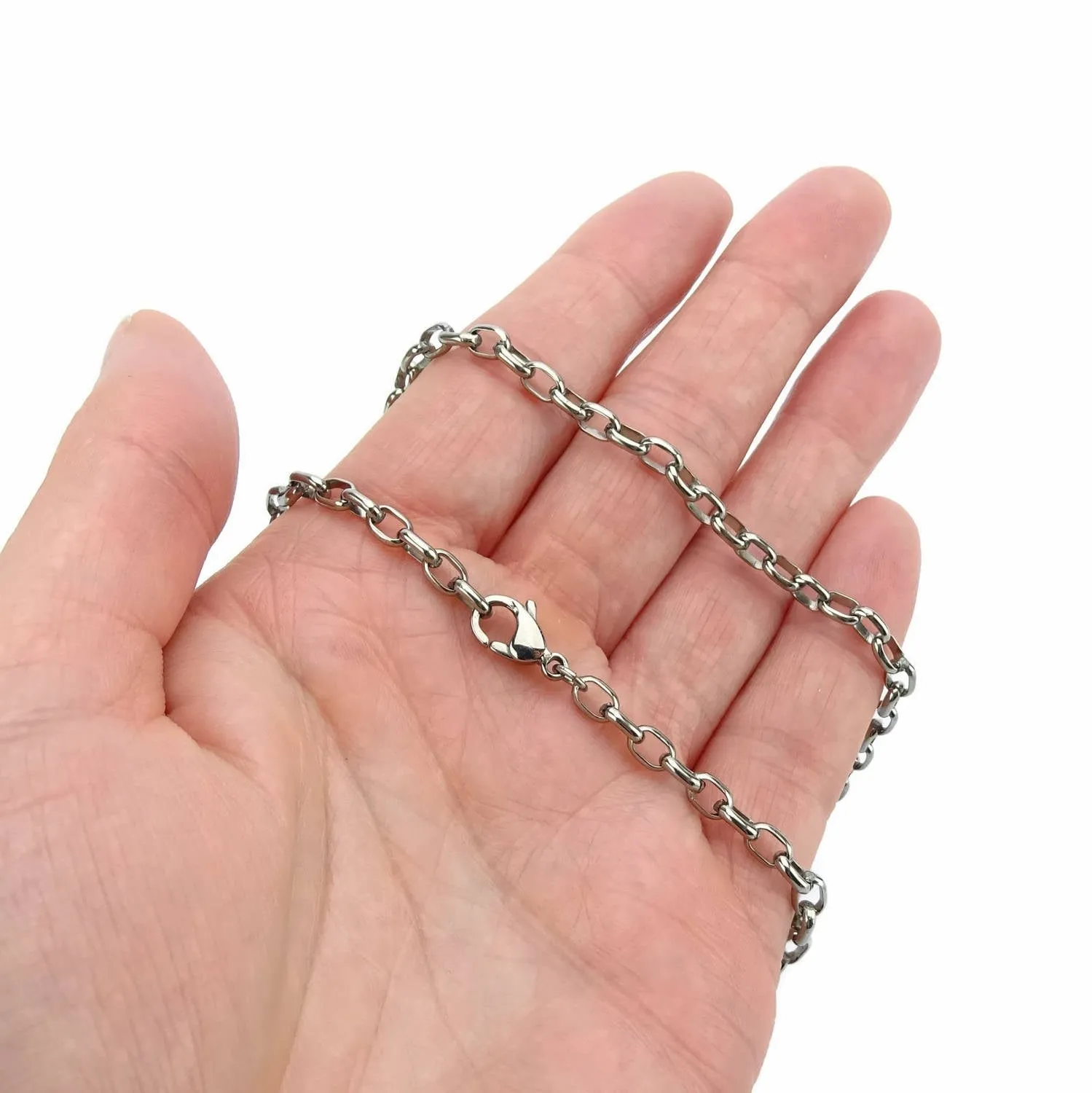 Mens Titanium Necklace Half Round Oval