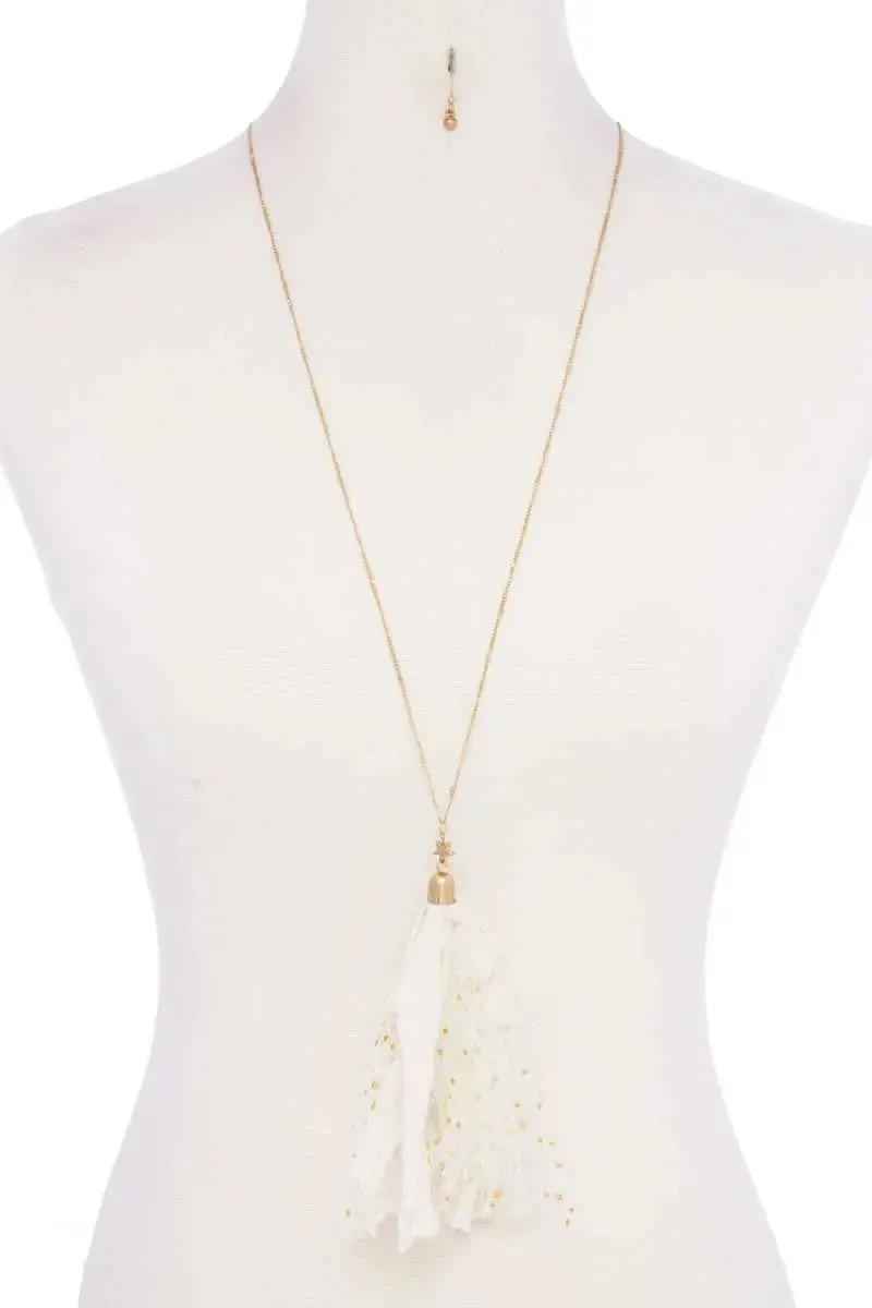 Metallic Stars Tulle Tassel Necklace