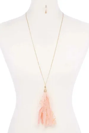 Metallic Stars Tulle Tassel Necklace