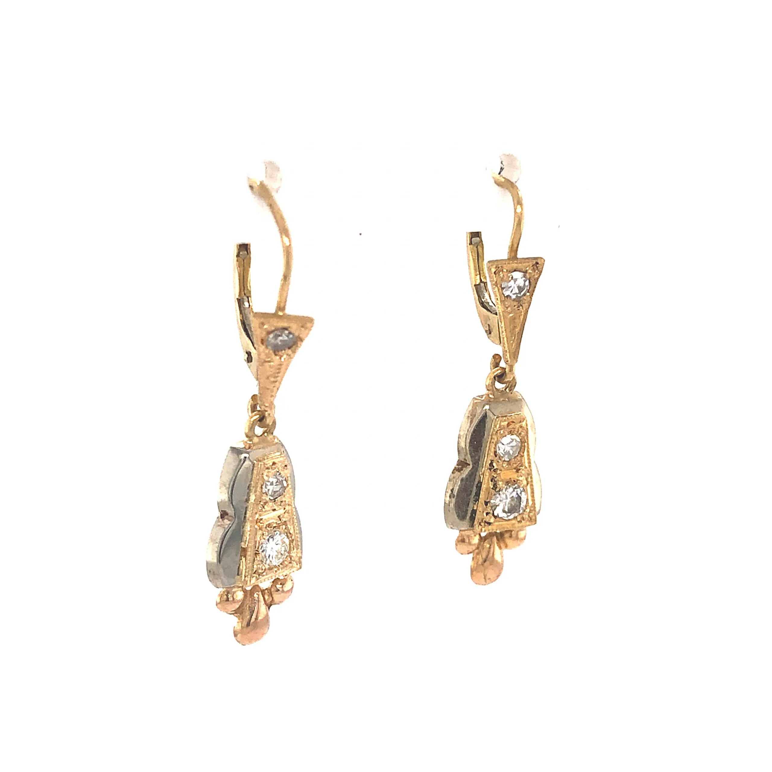 Mid-Century Diamond Drop Earrings in 18k Gold