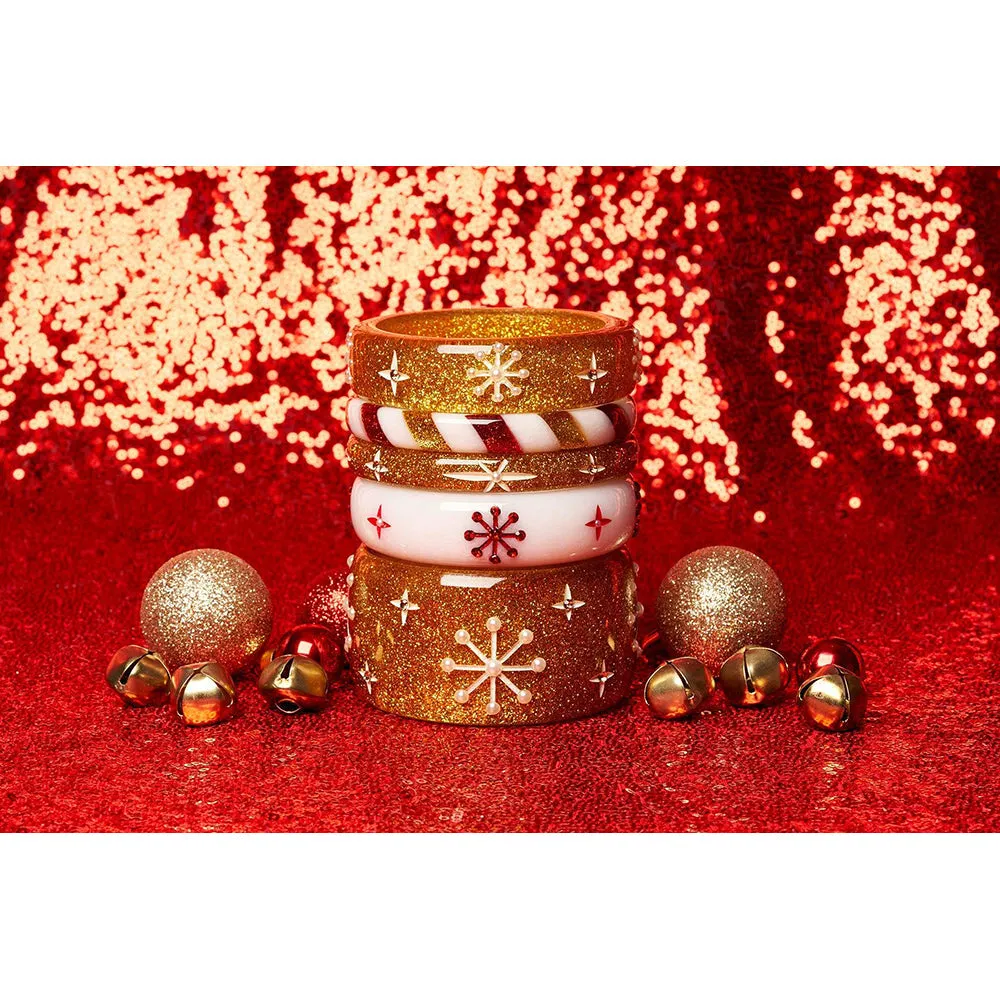 Midi Gold Glitter Snowflake Bangle by Splendette