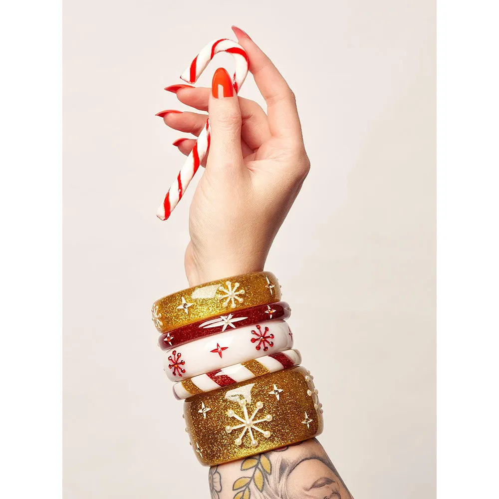 Midi Gold Glitter Snowflake Bangle by Splendette