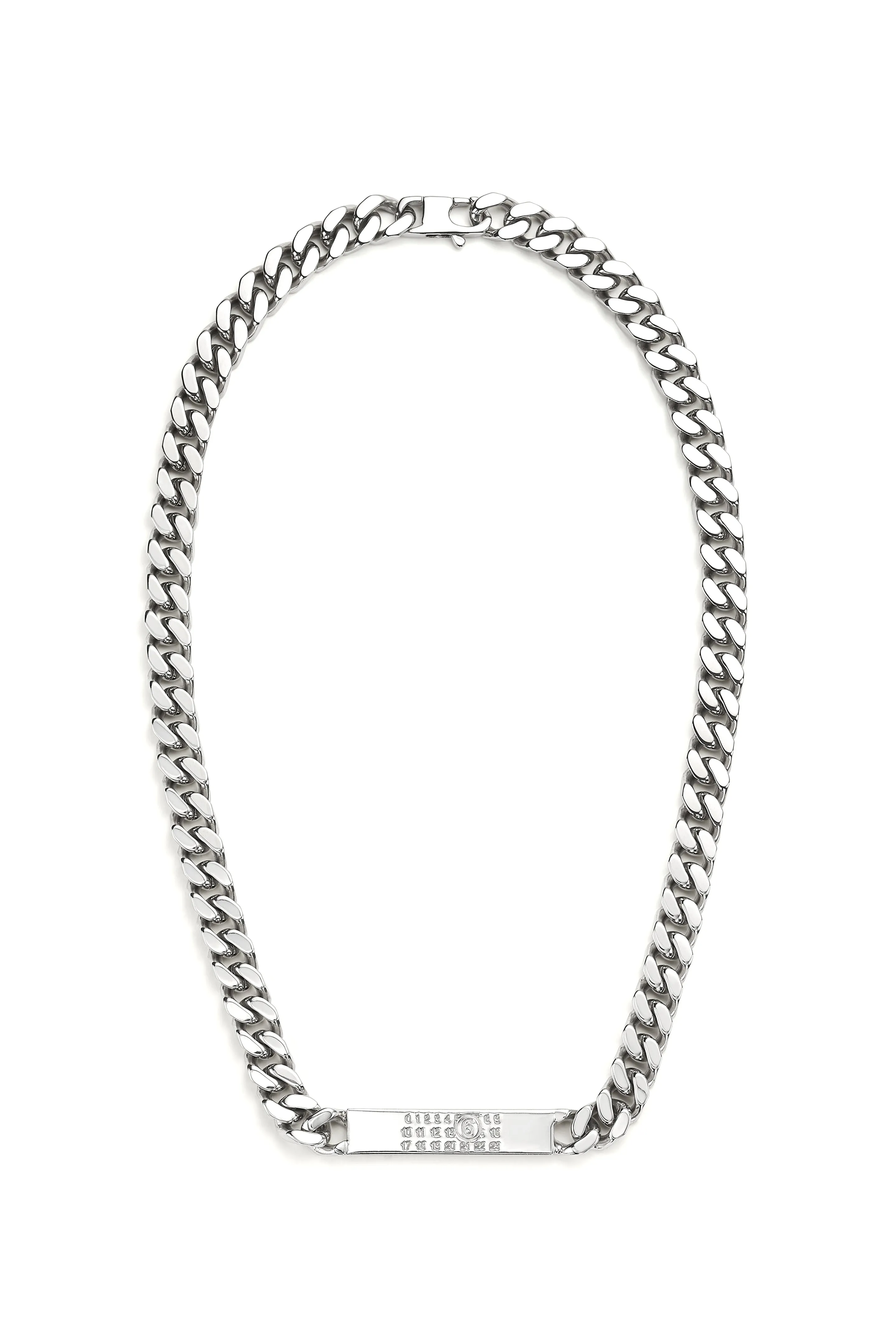 MINIMAL LOGO ID TAG CURB NECKLACE / SIL