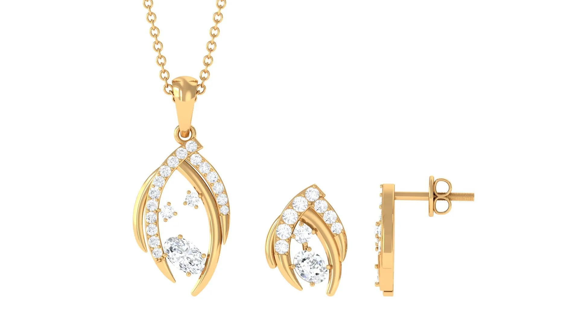 Minimal Moissanite Jewelry Set in Prong Setting