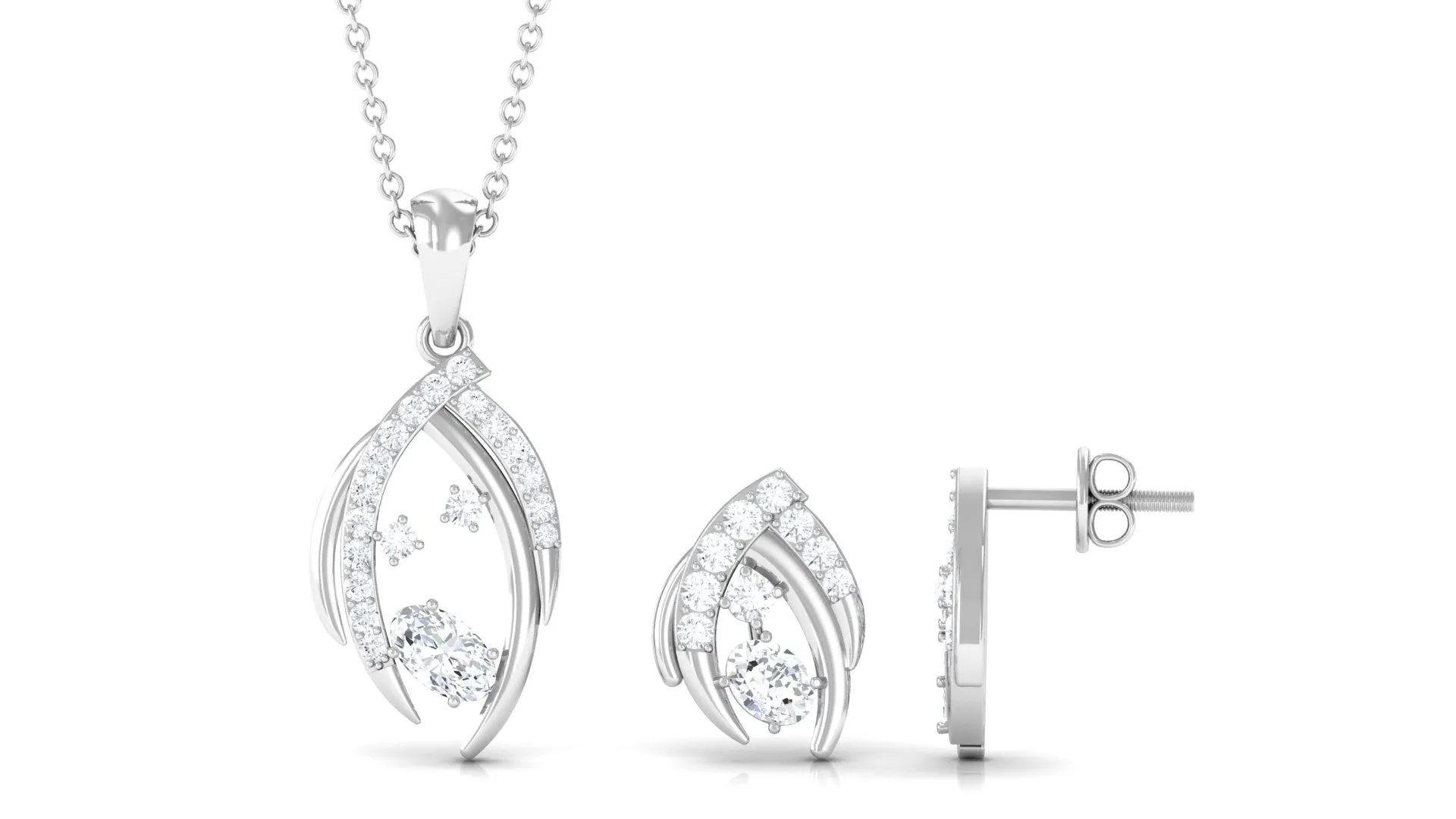 Minimal Moissanite Jewelry Set in Prong Setting