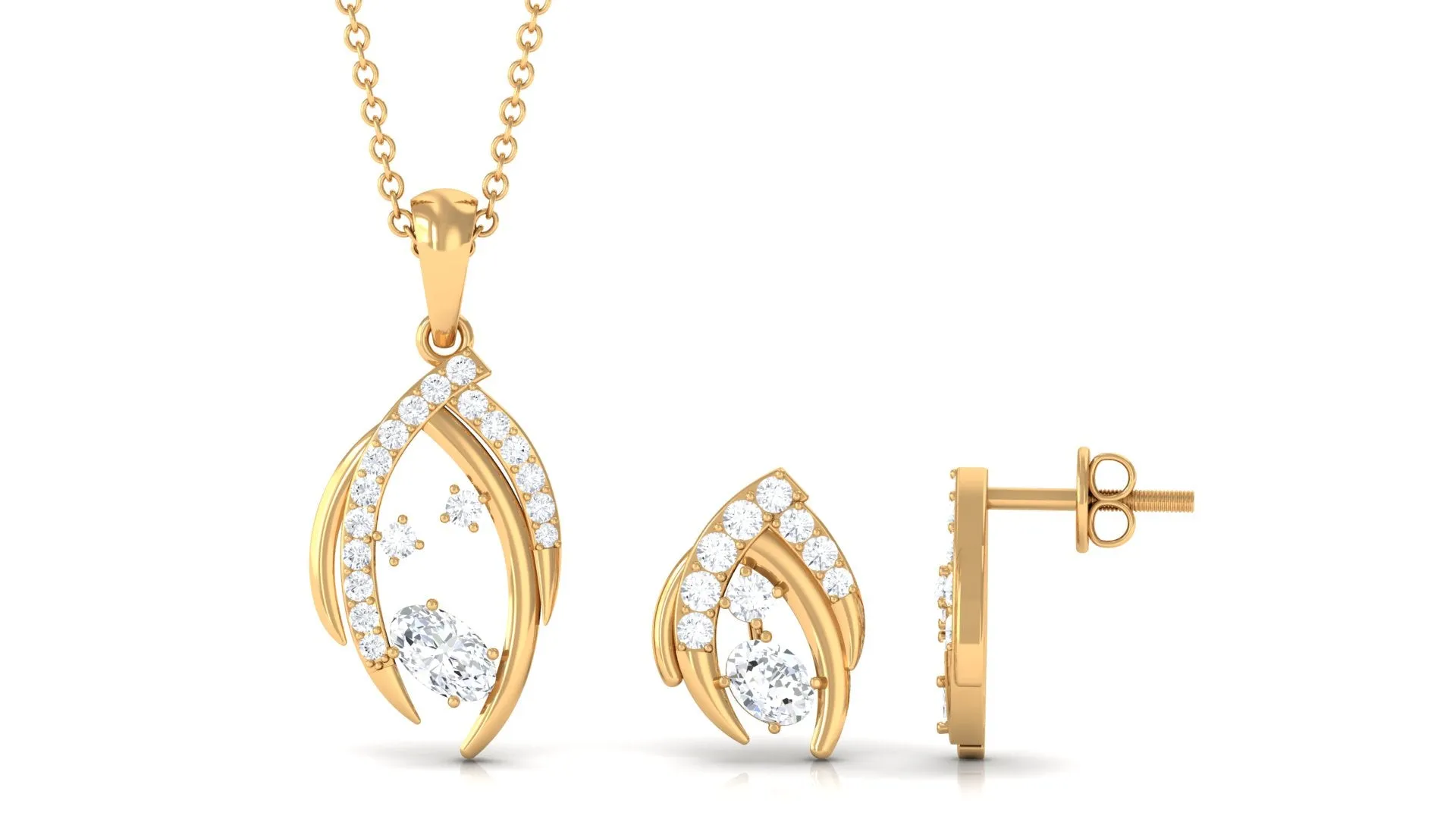 Minimal Moissanite Jewelry Set in Prong Setting