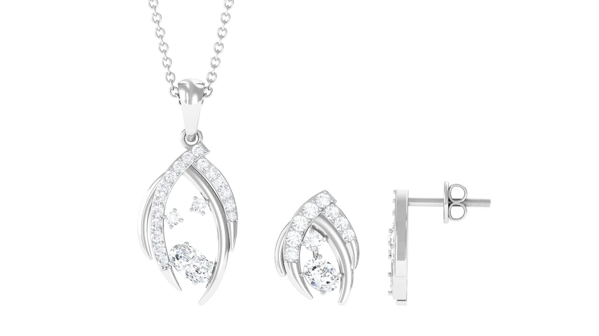 Minimal Moissanite Jewelry Set in Prong Setting