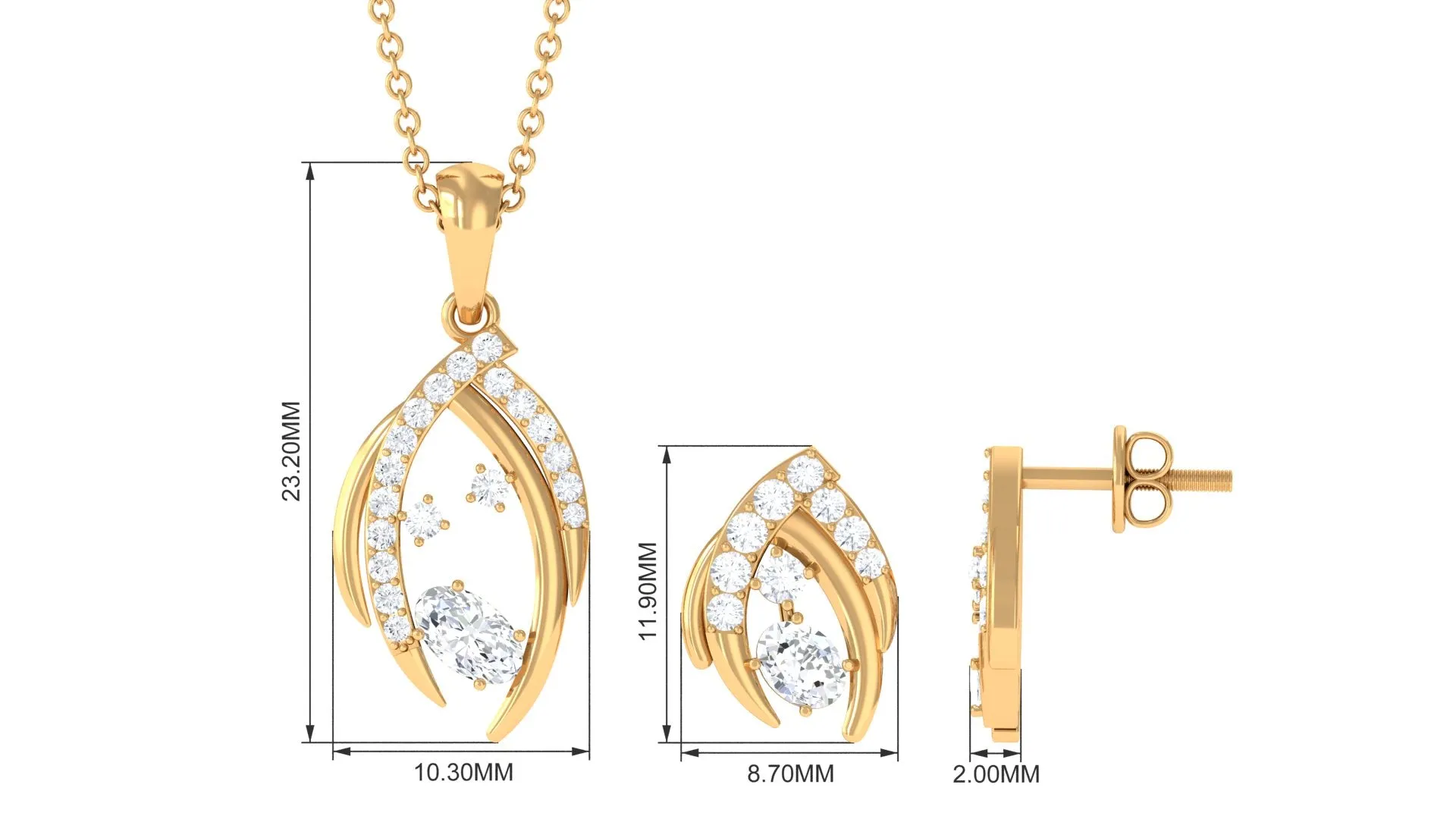 Minimal Moissanite Jewelry Set in Prong Setting